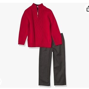 EUC 2T and 4T red sweater & grey pants worn for less than 30 minutes